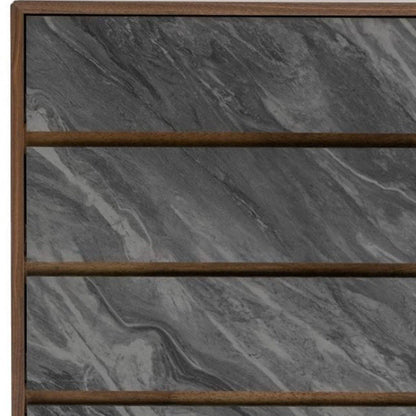 Cómoda de cinco cajones de madera manufacturada de 30" en nogal y gris