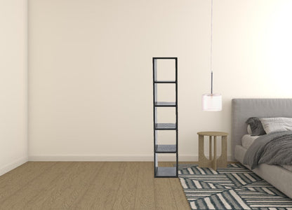 63" Grey Faux Marble and Black Wood Six Drawer Double Dresser