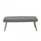 47" Gray and Antiqued Brass Tufted Linen Blend Upholstered Dining Bench