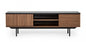 63" Walnut And Gray Wood Open And Enclosed Storage TV Stand