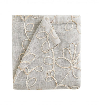 Set of Two 96"  Tan Floral Embroidered Window Panels