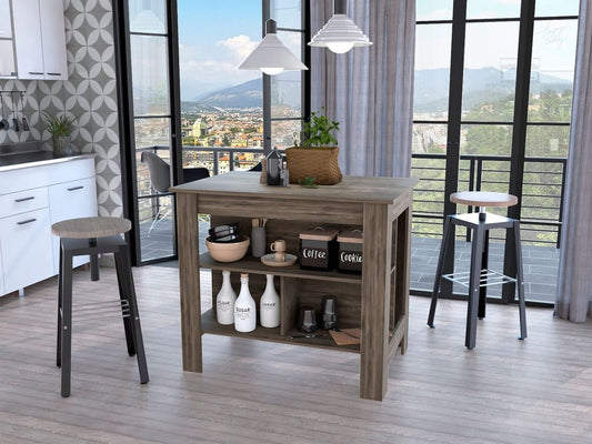 Isla de cocina marrón de 41" con almacenamiento