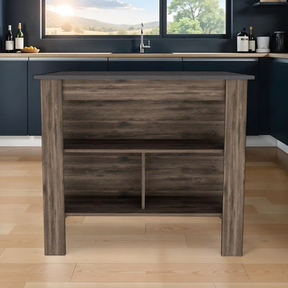 Isla de cocina de 41" en marrón oscuro y marrón con almacenamiento