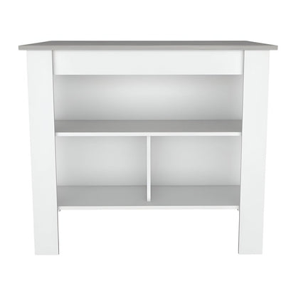 Isla de cocina blanca y gris de 41" con almacenamiento