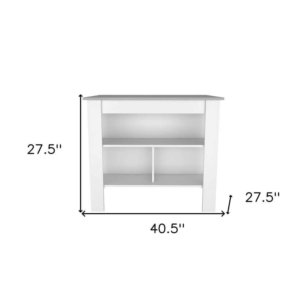 Isla de cocina blanca y gris de 41" con almacenamiento