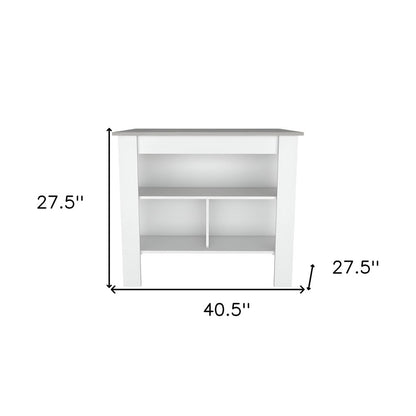 Isla de cocina blanca y gris de 41" con almacenamiento