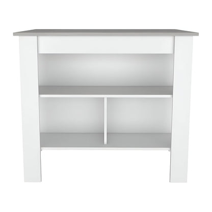 Isla de cocina blanca y gris de 41" con almacenamiento