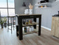Isla de cocina de 40" con almacenamiento, color negro y natural