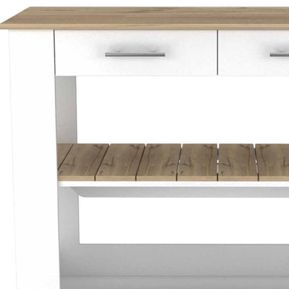 Carrito de cocina con ruedas de 40" blanco y marrón con almacenamiento