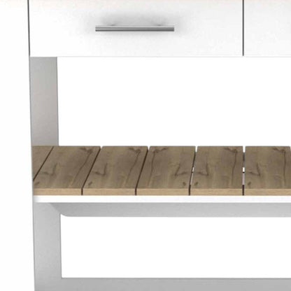 Carrito de cocina con ruedas de 40" blanco y marrón con almacenamiento