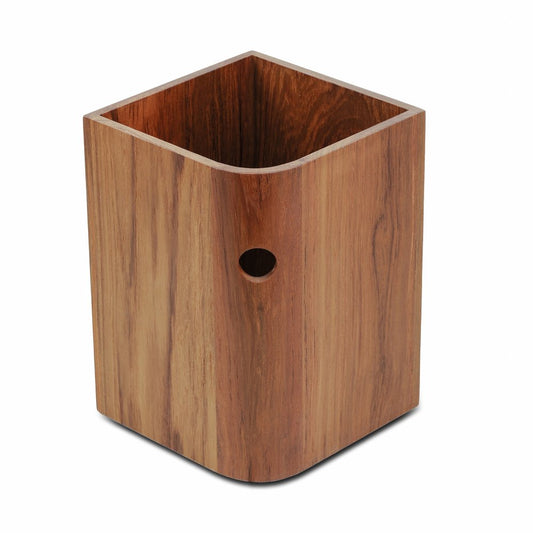 Cesta de basura de teca auténtica de diseño