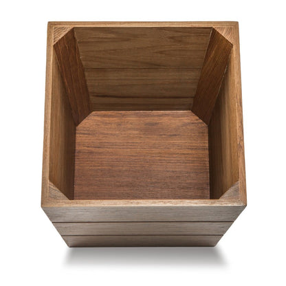 12" Traditional Solid Teak Large Waste Basket