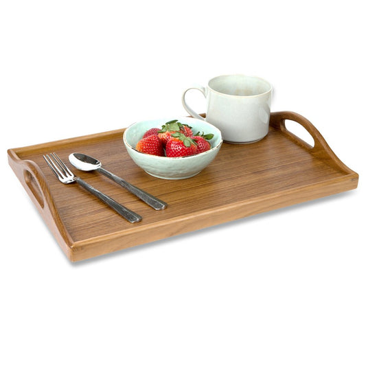 Bandeja para servir de teca maciza de diseño de 19"