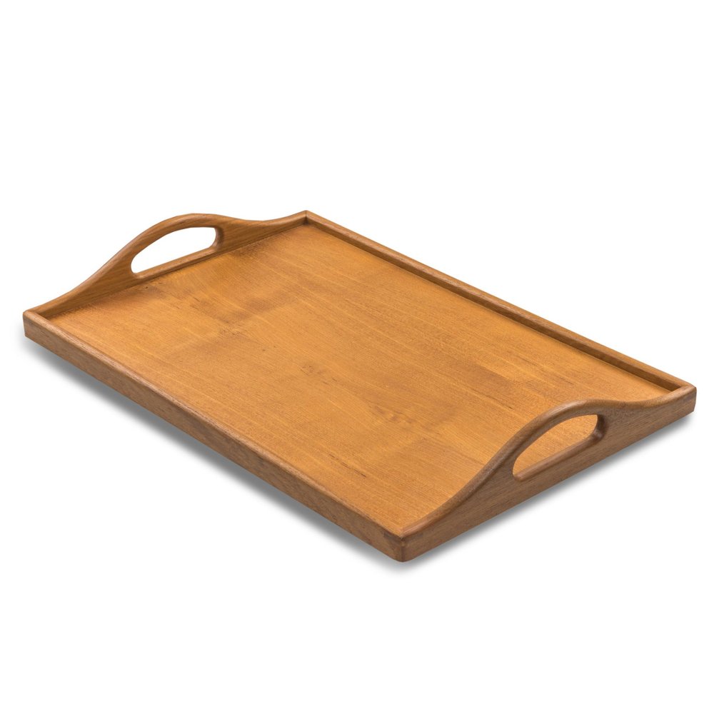 Bandeja para servir de teca maciza de diseño de 19"