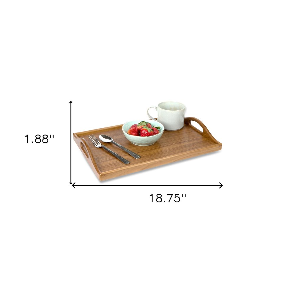 Bandeja para servir de teca maciza de diseño de 19"