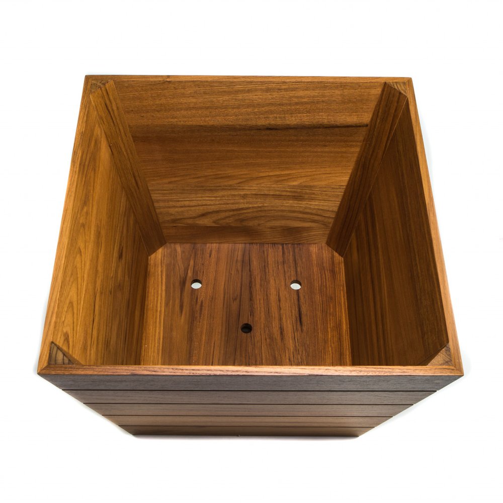 Jardinera cuadrada de madera marrón de 19" para interior y exterior