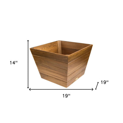 Jardinera cuadrada de madera marrón de 19" para interior y exterior