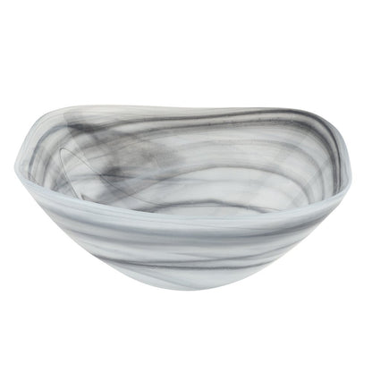 Set of Two 6" Gray And White Alabaster Glass Square Candy or Nut Bowls