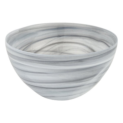 6" Gray And White Alabaster Glass Round Candy or Nut Bowl