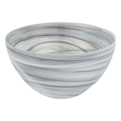 6" Gray And White Alabaster Glass Round Candy or Nut Bowl