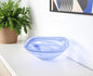 Set of Two 6" Blue And White Alabaster Glass Square Candy or Nut Bowls