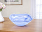 10" Blue And White Alabaster Glass Square Salad Bowl