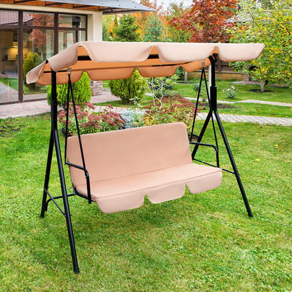 Columpio de exterior de acero beige de 65" con cojín beige