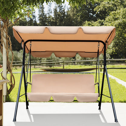Columpio de exterior de acero beige de 65" con cojín beige