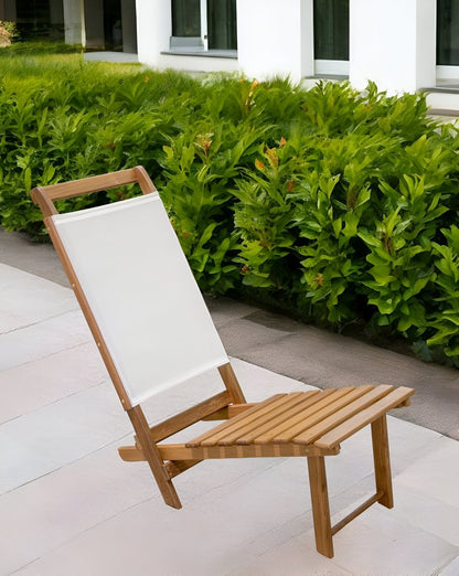Tumbona de exterior de madera maciza marrón y natural de 15"