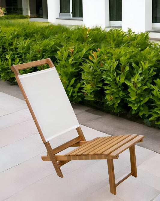 Tumbona de exterior de madera maciza marrón y natural de 15"
