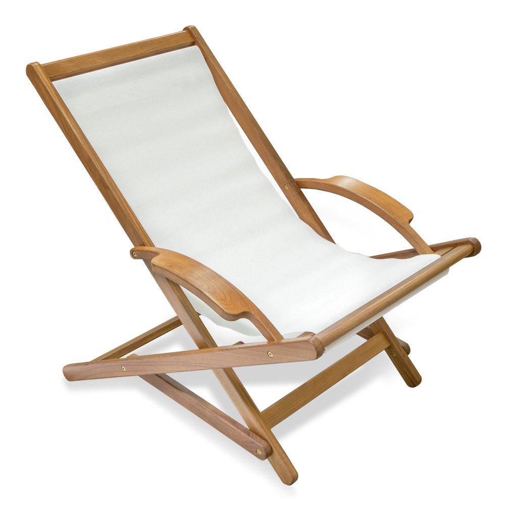 Tumbona de madera maciza blanca y natural de 27" para interior y exterior