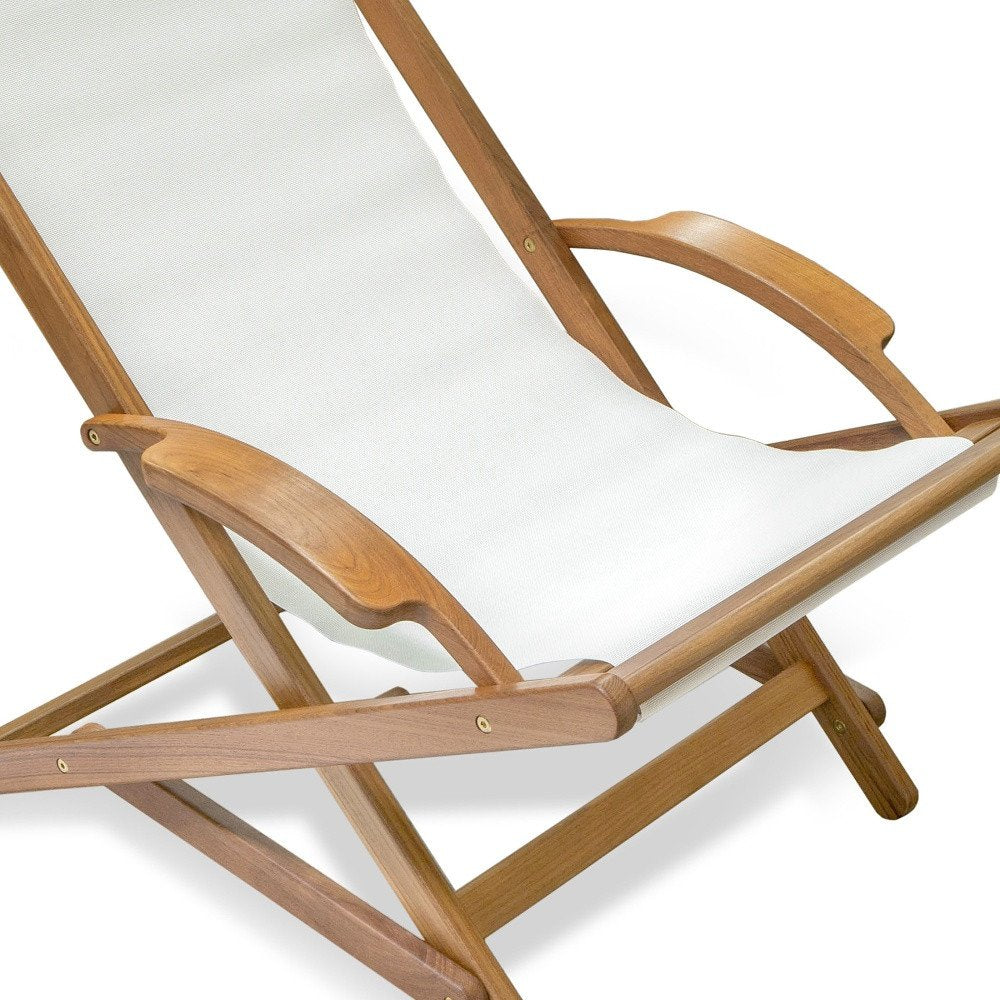 Tumbona de madera maciza blanca y natural de 27" para interior y exterior