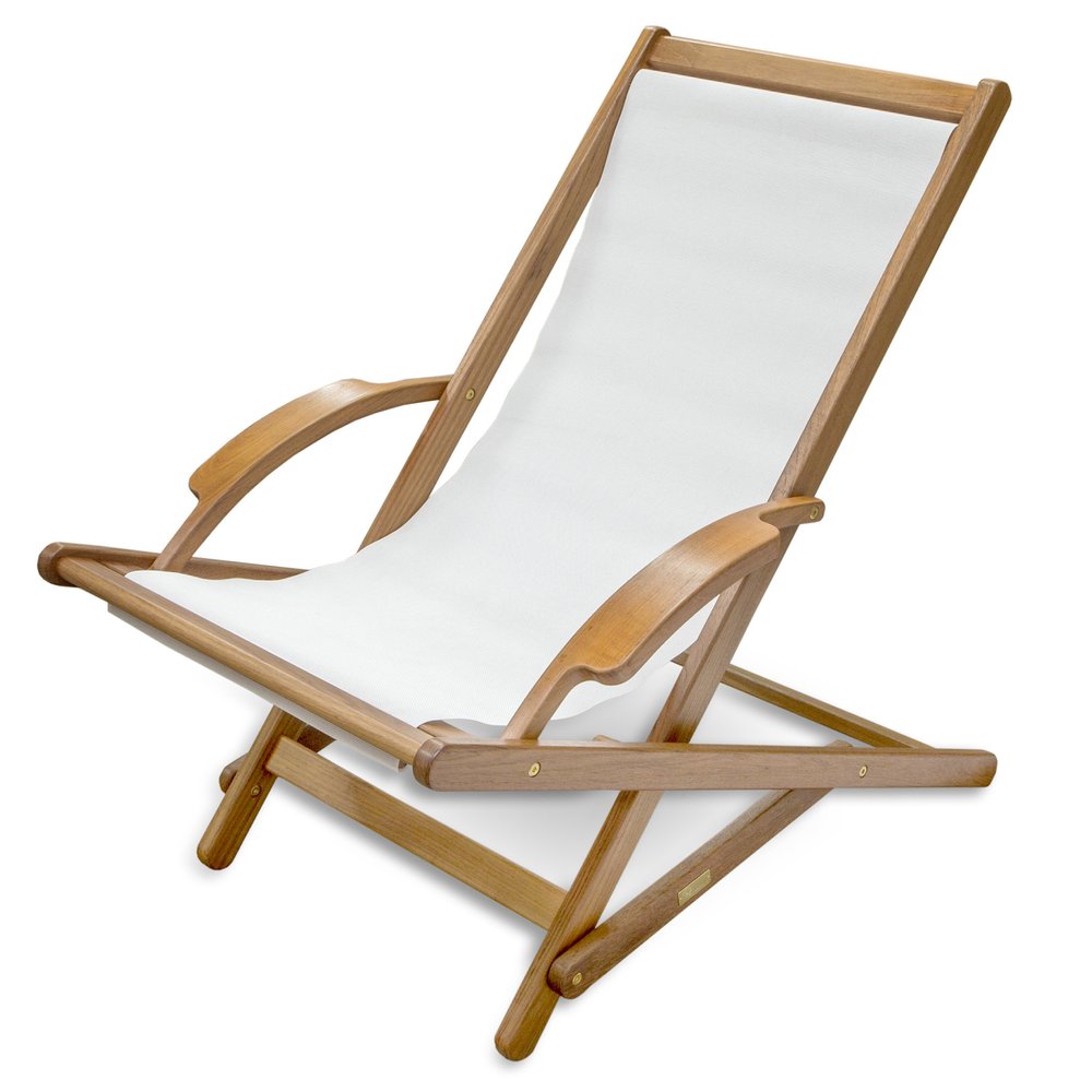 Tumbona de madera maciza blanca y natural de 27" para interior y exterior