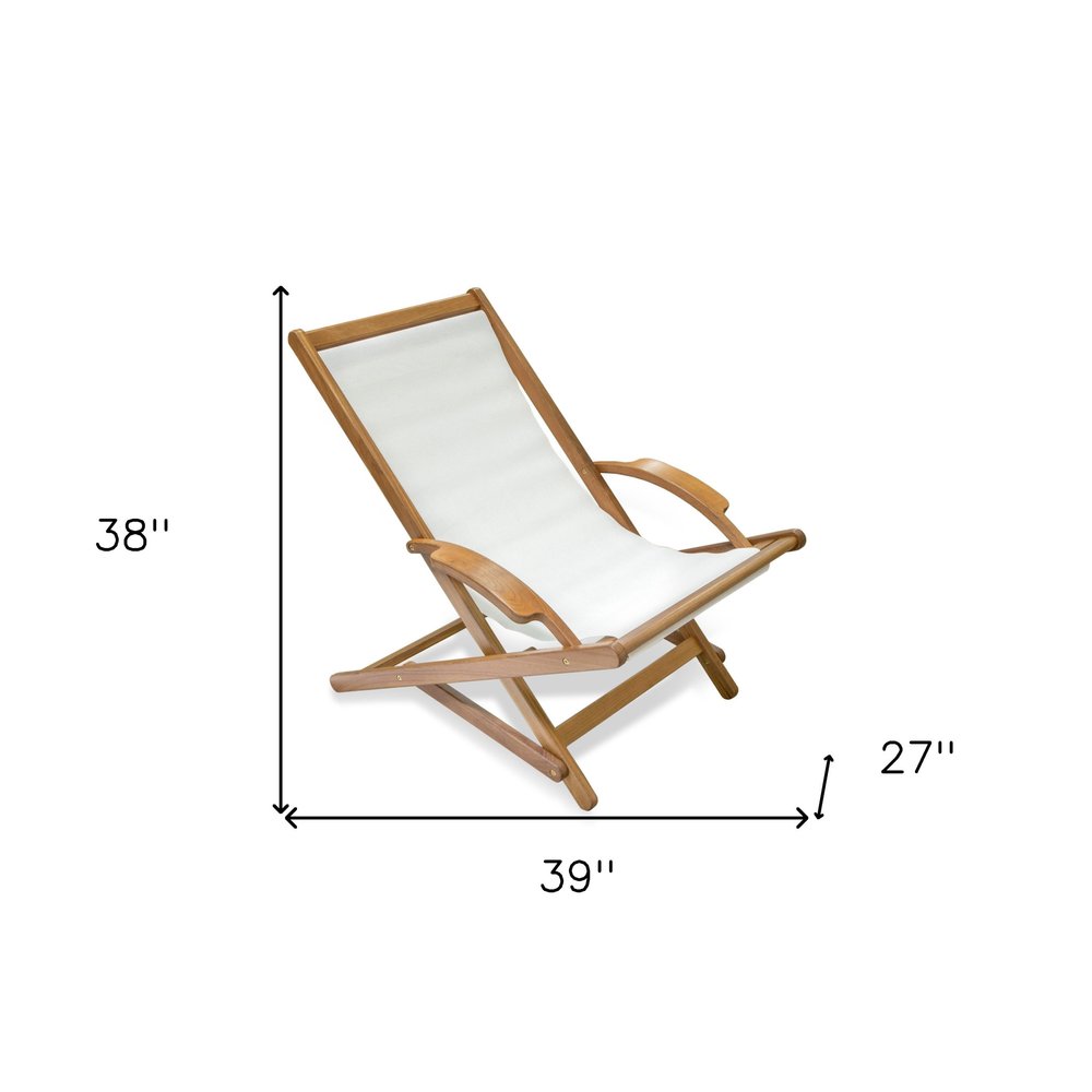 Tumbona de madera maciza blanca y natural de 27" para interior y exterior