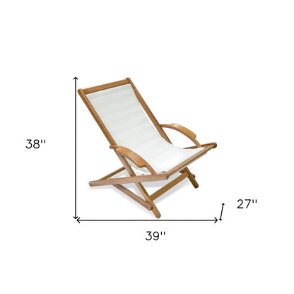 Tumbona de madera maciza blanca y natural de 27" para interior y exterior