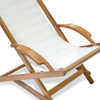 Tumbona de madera maciza blanca y natural de 27" para interior y exterior