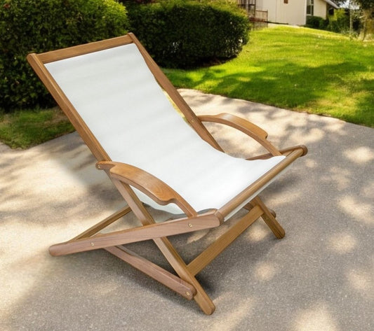 Tumbona de madera maciza blanca y natural de 27" para interior y exterior