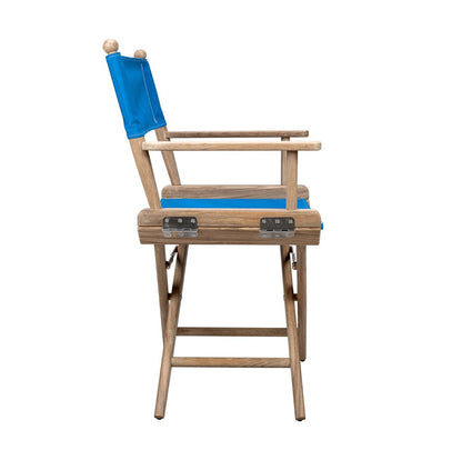 Silla de director de madera maciza azul y marrón