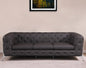 93" Brown Italian Leather Chesterfield Sofa With Silver Legs