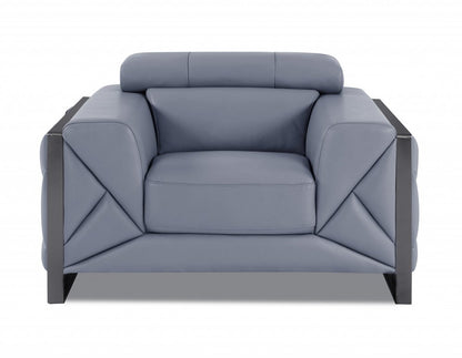 Conjunto de asientos para seis personas en cuero italiano azul claro para interiores de tres piezas