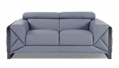 Conjunto de asientos para seis personas en cuero italiano azul claro para interiores de tres piezas