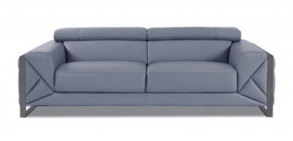 Conjunto de asientos para seis personas en cuero italiano azul claro para interiores de tres piezas