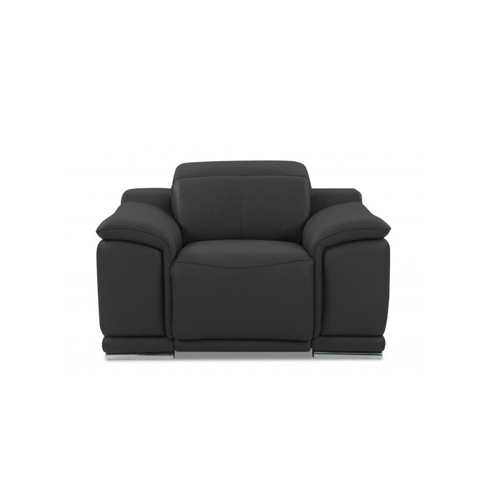 Conjunto de tres piezas para seis personas en cuero italiano gris oscuro para interiores