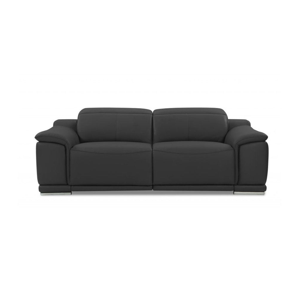 Conjunto de tres piezas para seis personas en cuero italiano gris oscuro para interiores