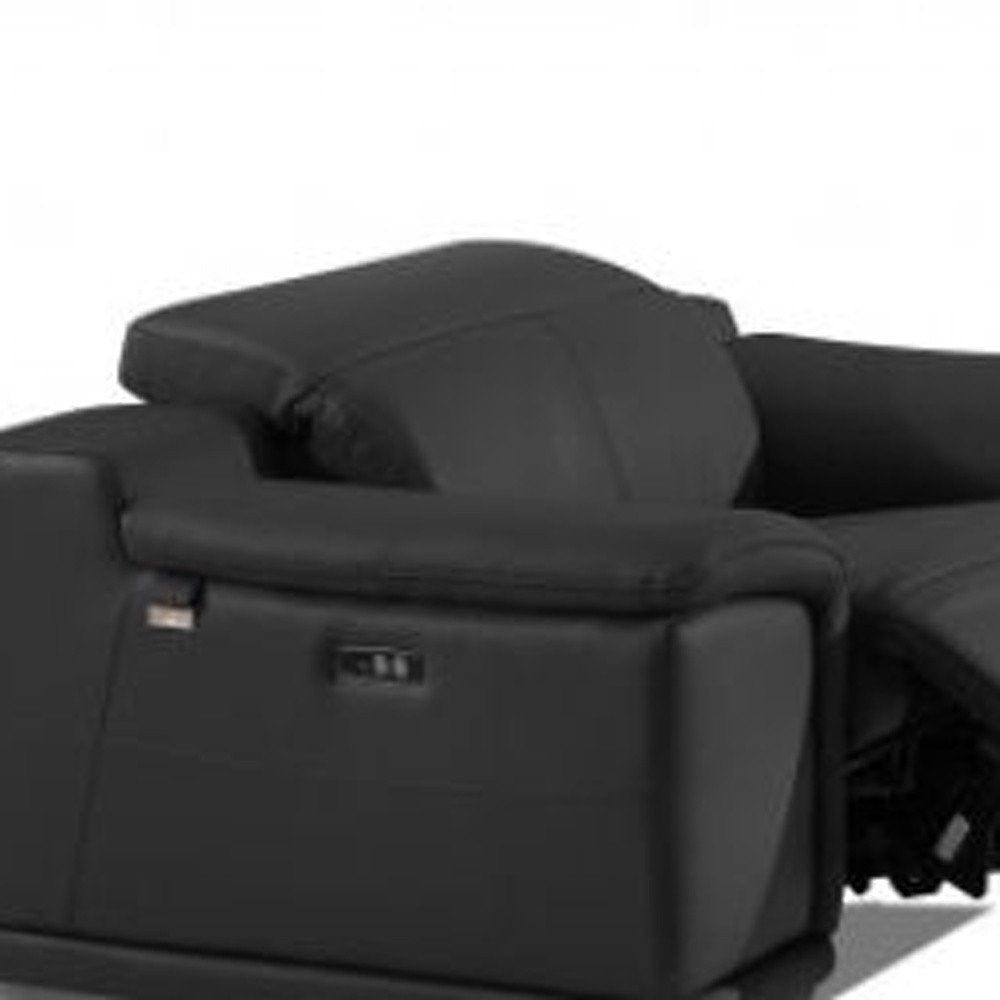 Conjunto de tres piezas para seis personas en cuero italiano gris oscuro para interiores