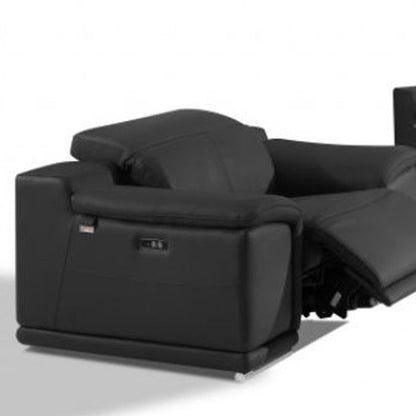 Conjunto de tres piezas para seis personas en cuero italiano gris oscuro para interiores