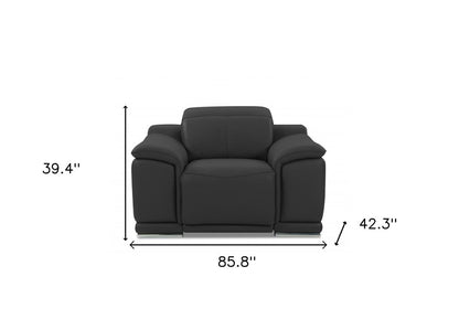 Conjunto de tres piezas para seis personas en cuero italiano gris oscuro para interiores