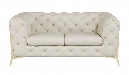 Conjunto de asientos para seis personas en cuero italiano beige de tres piezas para interiores