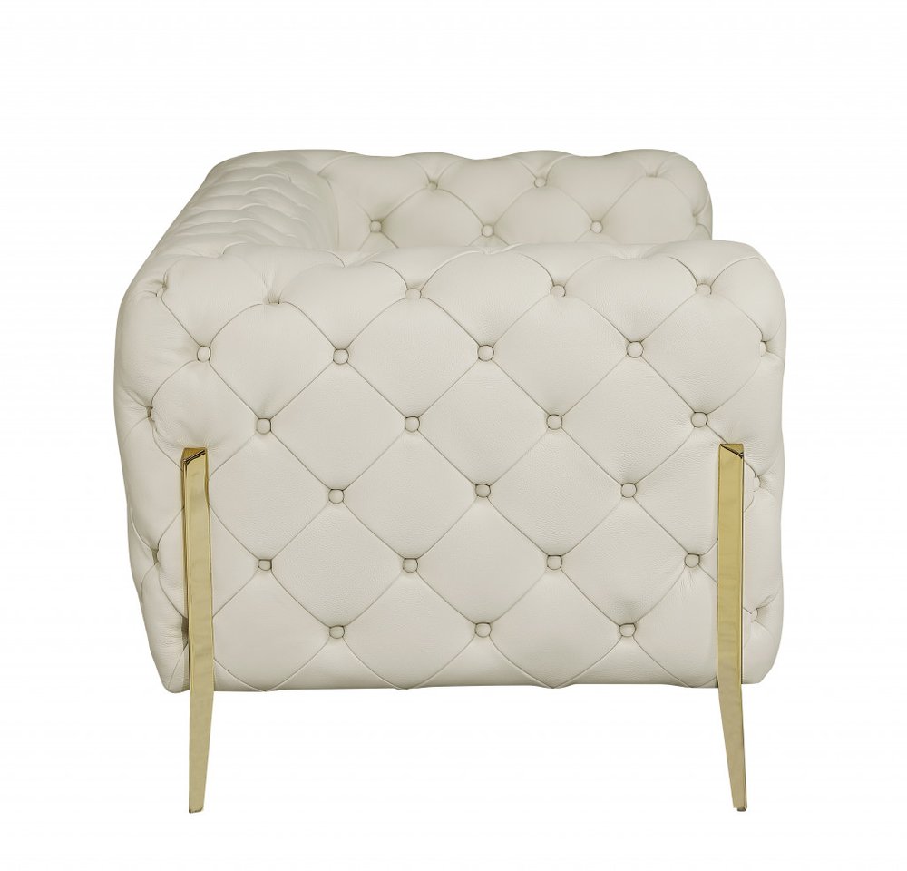 Conjunto de asientos para seis personas en cuero italiano beige de tres piezas para interiores