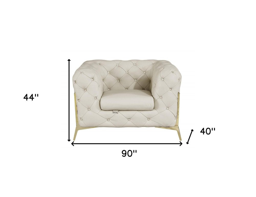Conjunto de asientos para seis personas en cuero italiano beige de tres piezas para interiores